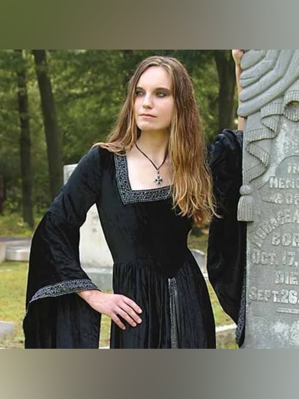 Windlass Black Velvet Countess Dark Goth Dress Small Halloween